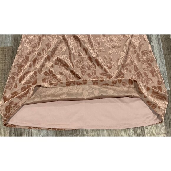 Candies True Mauve Pleated Halter Swing Dress Floral Print Keyhole Lined Size XL - Picture 4 of 16